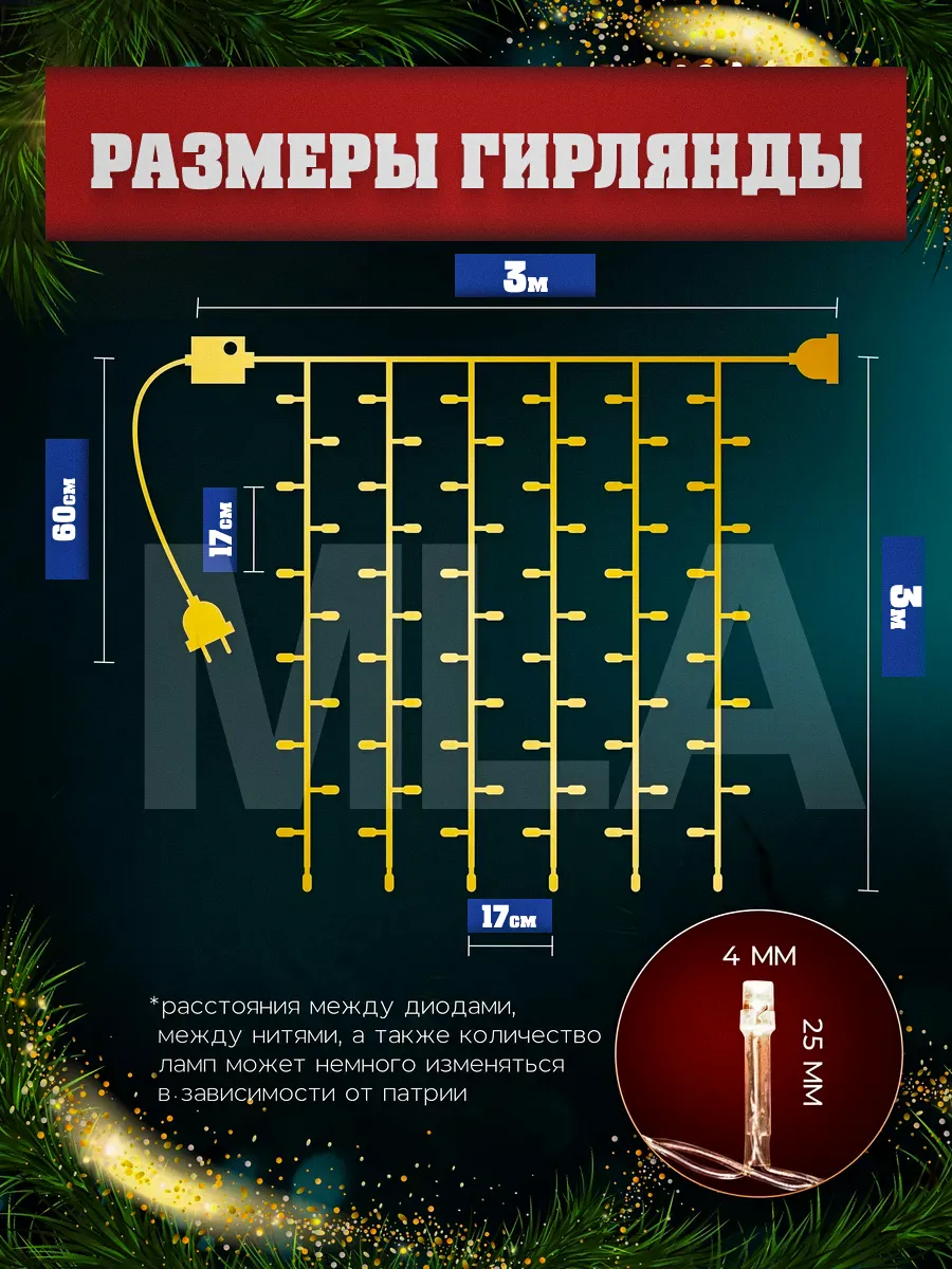 Гирлянда штора 3х3 — изображение 2